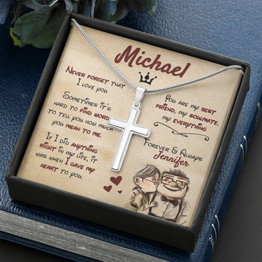 Personalized To My Husband Normal Cross Necklace - Love You This Much